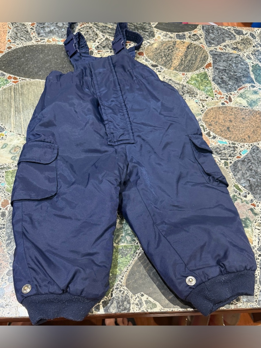 Kids Navy Snow Bib Overalls-18 months